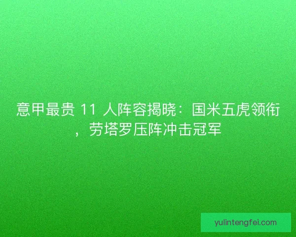意甲最贵 11 人阵容揭晓：国米五虎领衔，劳塔罗压阵冲击冠军