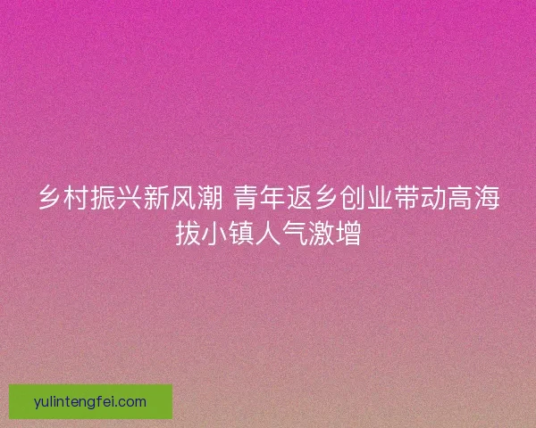 乡村振兴新风潮 青年返乡创业带动高海拔小镇人气激增 乡村振兴新风潮 青年返乡创业带动高海拔小镇人气激增
