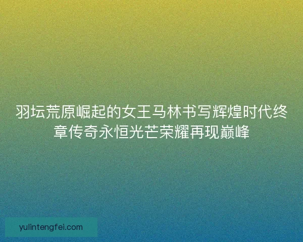 羽坛荒原崛起的女王马林书写辉煌时代终章传奇永恒光芒荣耀再现巅峰 羽坛荒原崛起的女王马林书写辉煌时代终章传奇永恒光芒荣耀再现巅峰